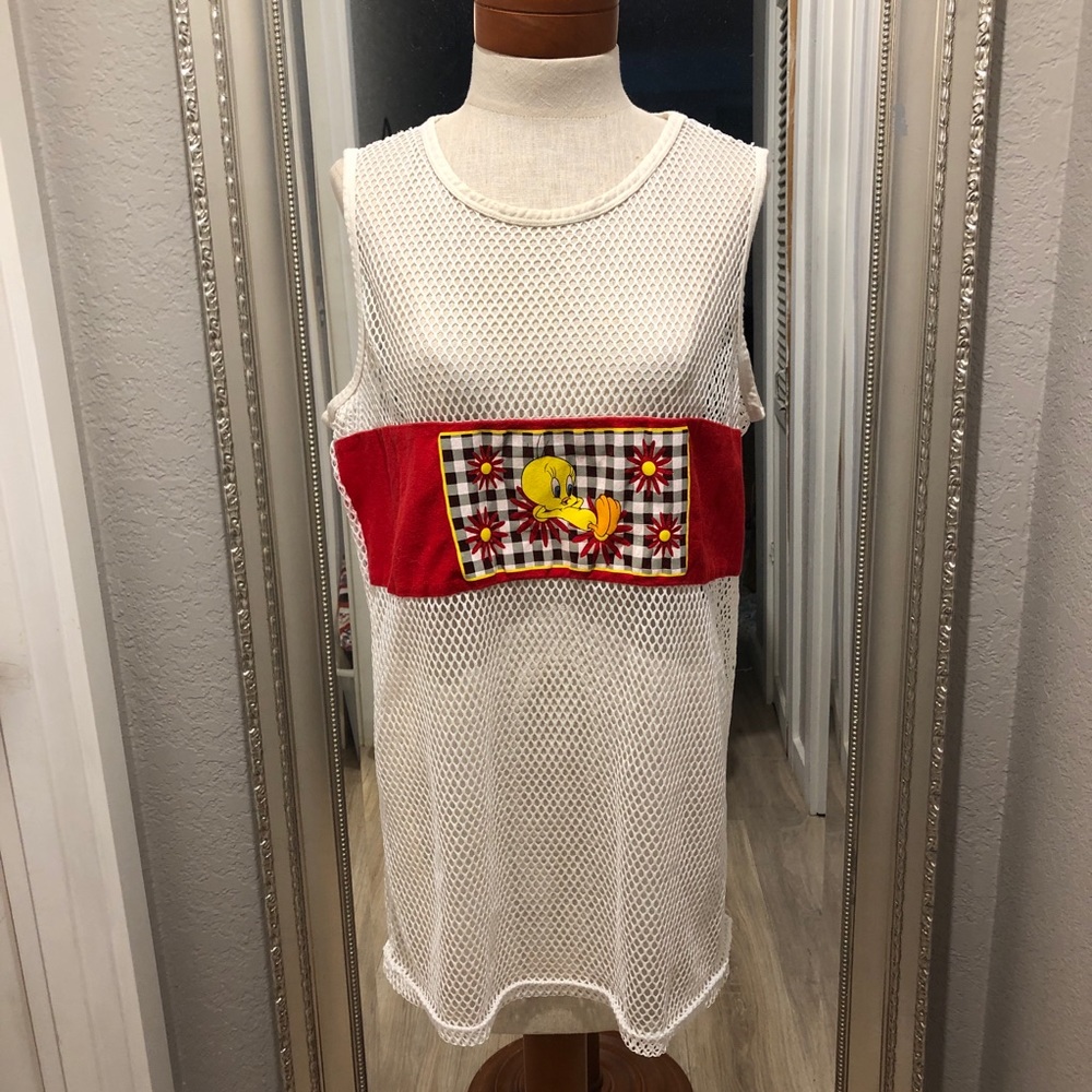 VINTAGE MESH TWEETY BIRD SWIMSUIT COVER UP/ DRESS